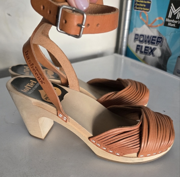 Swedish Hasbeens Ankle strap wooden clog sandals size 7 or 37 - Picture 4 of 6